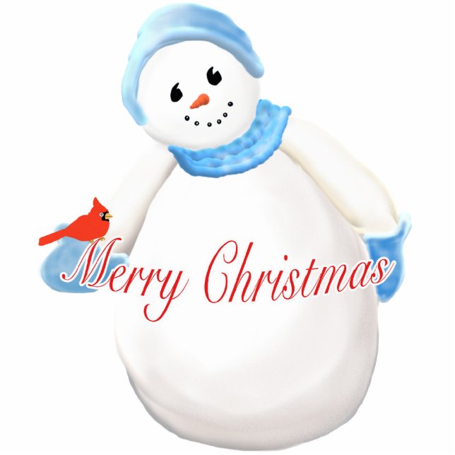 Cute Snow Girl Merry Christmas Ornament (Front)