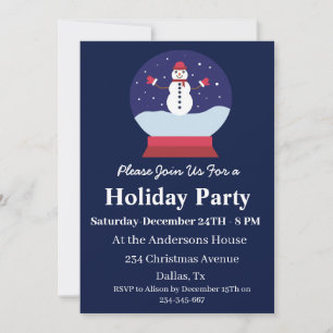 Cute Snow Globe with snowman Christmas party Invitation