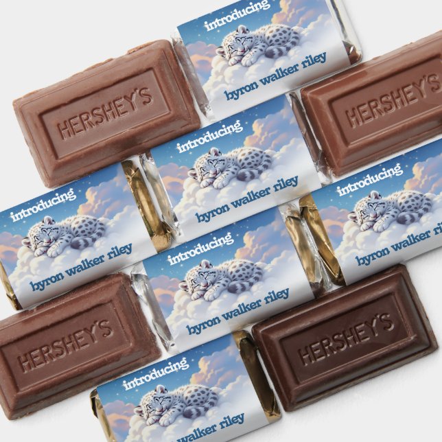 Cute Snow Leopard Asleep on Clouds Baby Shower Hershey's Miniatures (Assorted)