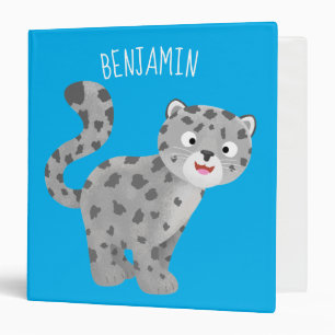 Cute snow leopard cartoon illustration 3 ring binder