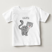 Cute snow leopard cartoon illustration baby T-Shirt
