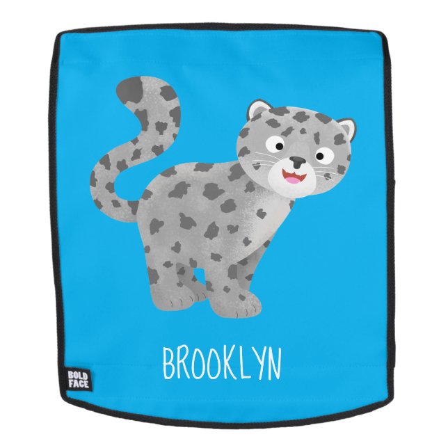 Cute snow leopard cartoon illustration backpack (Removable Face)