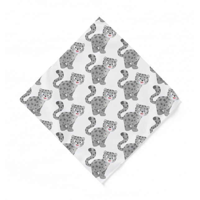 Cute snow leopard cartoon illustration  bandana (Front)