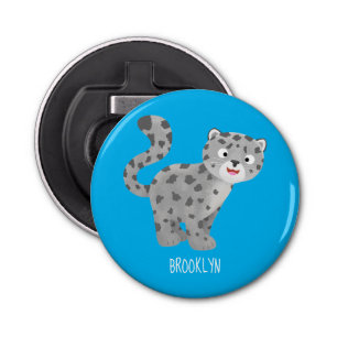 Cute snow leopard cartoon illustration bottle opener