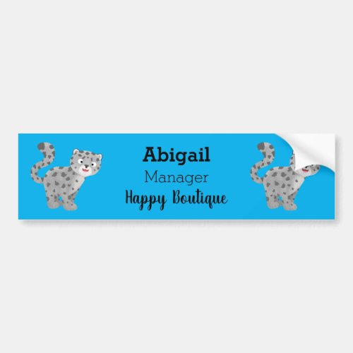 Cute snow leopard cartoon illustration bumper sticker