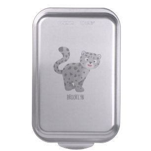 Cute snow leopard cartoon illustration cake pan