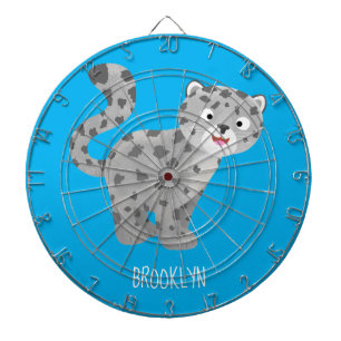 Cute snow leopard cartoon illustration dart board