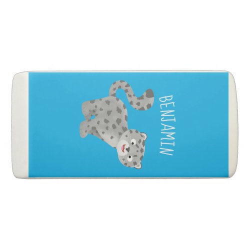 Cute snow leopard cartoon illustration eraser