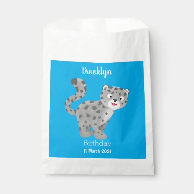 Cute snow leopard cartoon illustration favor bag (Front)