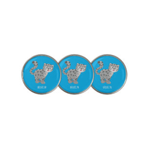 Cute snow leopard cartoon illustration golf ball marker
