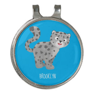 Cute snow leopard cartoon illustration golf hat clip