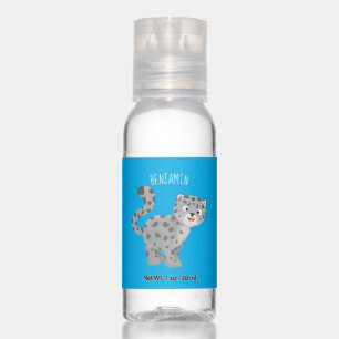 Cute snow leopard cartoon illustration hand sanitizer