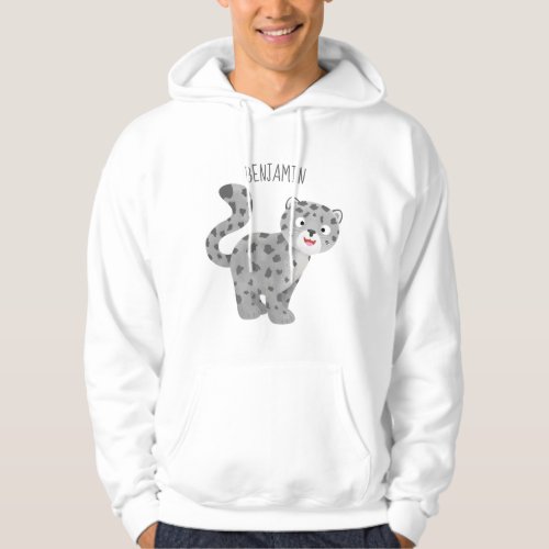 Cute snow leopard cartoon illustration hoodie