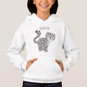 Cute snow leopard cartoon illustration hoodie