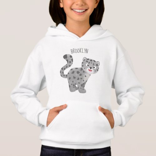 Cute snow leopard cartoon illustration hoodie