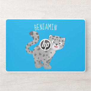 Cute snow leopard cartoon illustration HP laptop skin