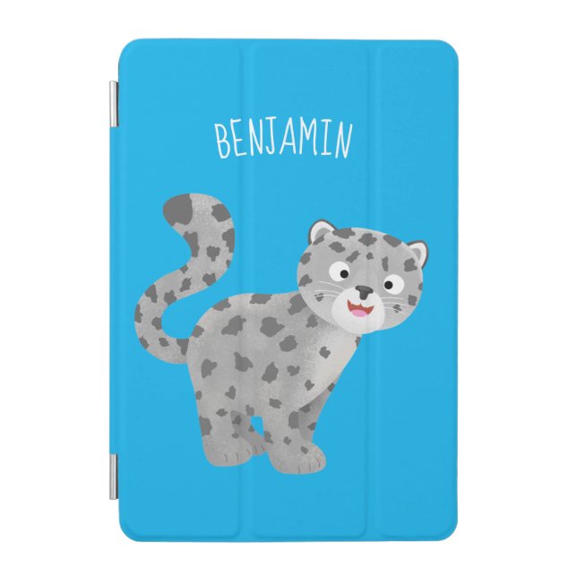 Cute snow leopard cartoon illustration iPad mini cover (Front)