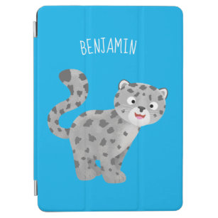 Cute snow leopard cartoon illustration iPad air cover