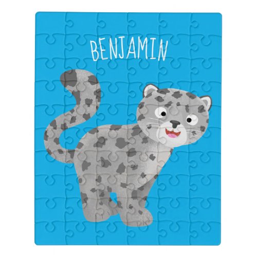 Cute snow leopard cartoon illustration jigsaw puzzle