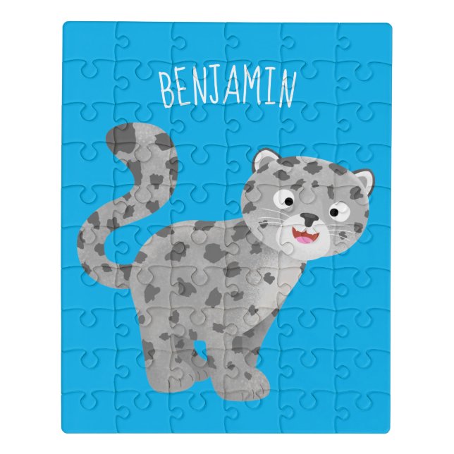 Cute snow leopard cartoon illustration jigsaw puzzle (Puzzle Vertical)
