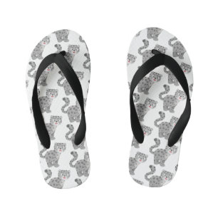 Cute snow leopard cartoon illustration kid's flip flops