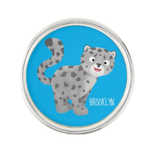 Cute snow leopard cartoon illustration lapel pin