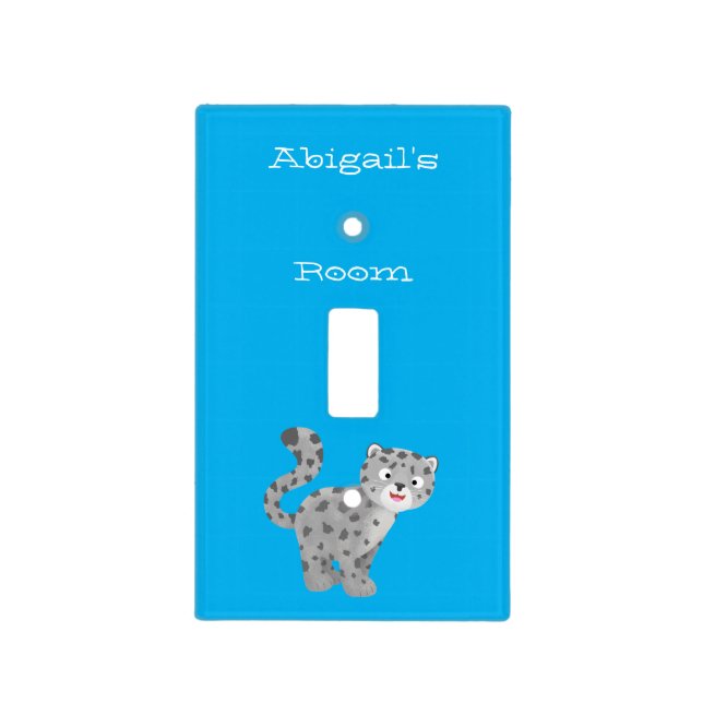 Cute snow leopard cartoon illustration  light switch cover (Front)