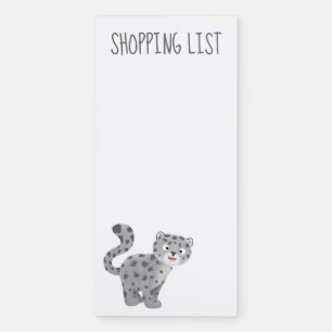 Cute snow leopard cartoon illustration magnetic notepad