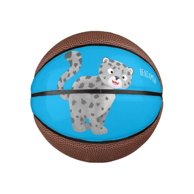 Cute snow leopard cartoon illustration mini basketball (Front)
