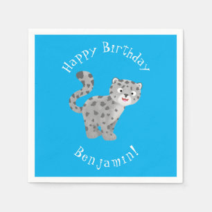 Cute snow leopard cartoon illustration napkins