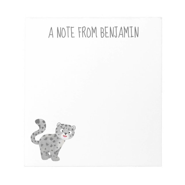 Cute snow leopard cartoon illustration notepad (Front)