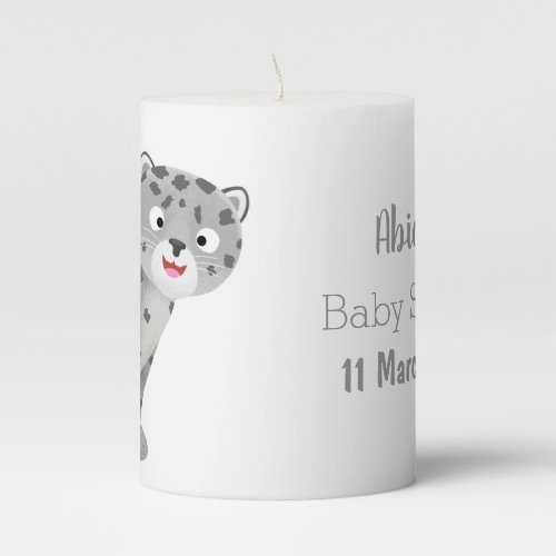 Cute snow leopard cartoon illustration pillar candle