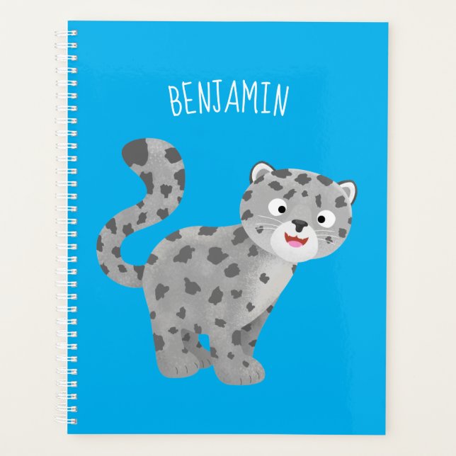 Cute snow leopard cartoon illustration planner (Front)