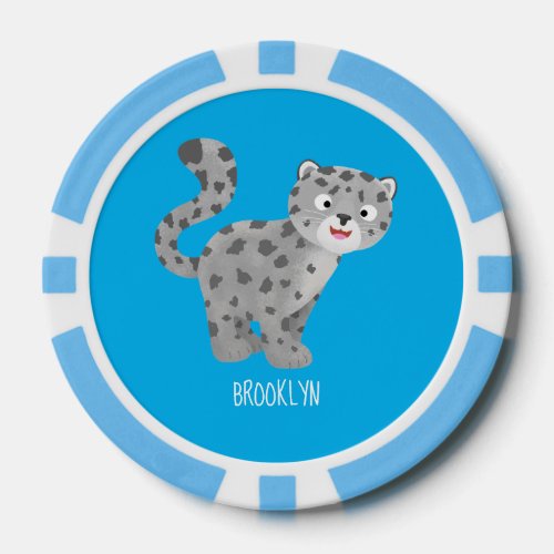 Cute snow leopard cartoon illustration poker chips