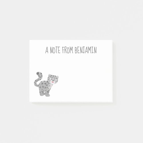 Cute snow leopard cartoon illustration post_it notes