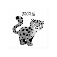 Cute snow leopard cartoon illustration 