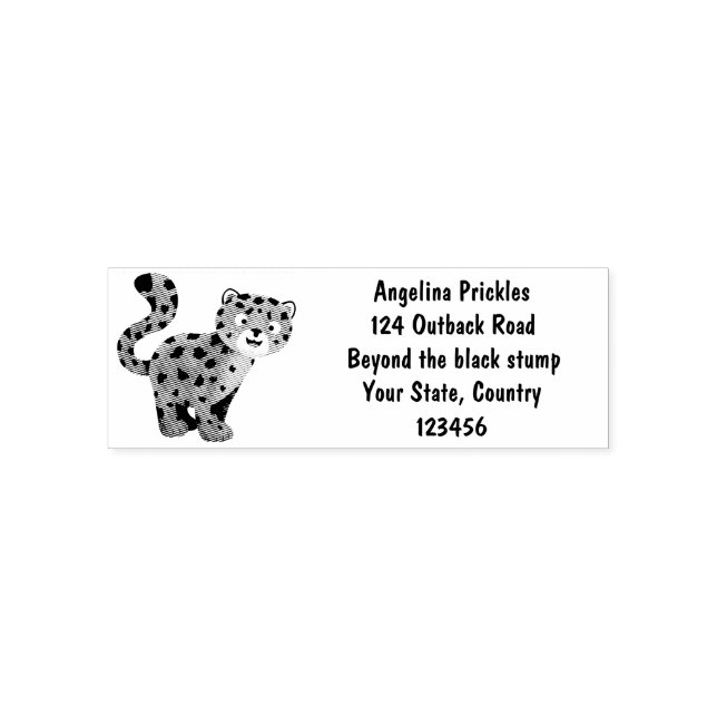 Cute snow leopard cartoon illustration  self-inking stamp (Design)