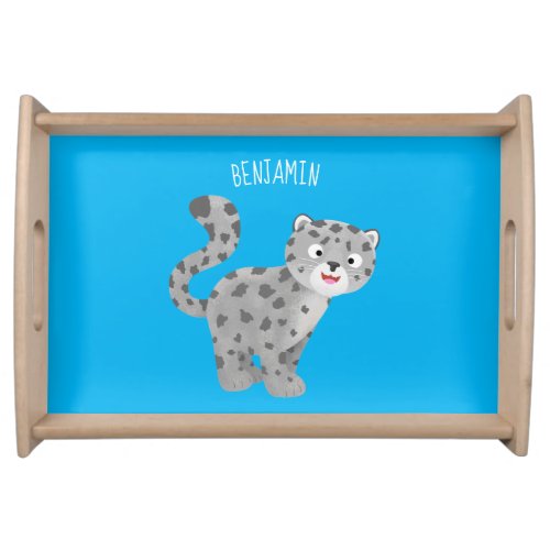 Cute snow leopard cartoon illustration serving tray