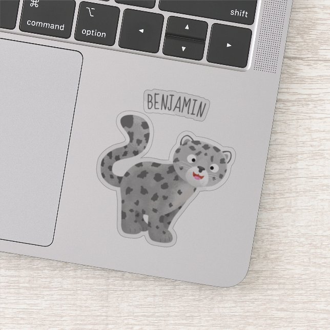 Cute snow leopard cartoon illustration sticker (Detail)