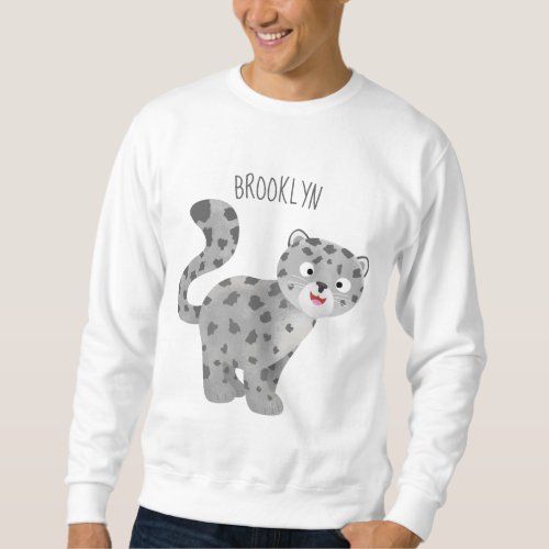 Cute snow leopard cartoon illustration sweatshirt