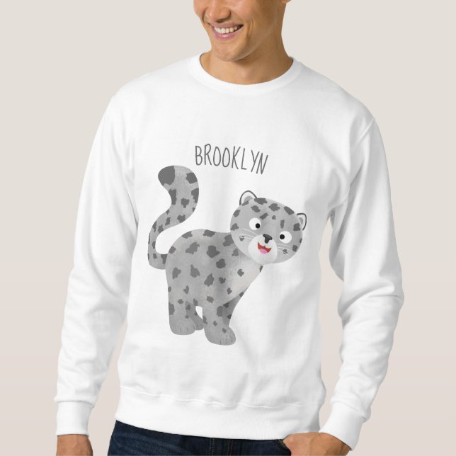 Cute snow leopard cartoon illustration sweatshirt (Front)