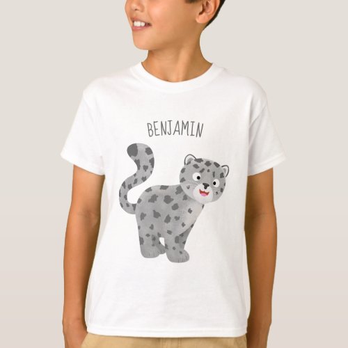 Cute snow leopard cartoon illustration T_Shirt