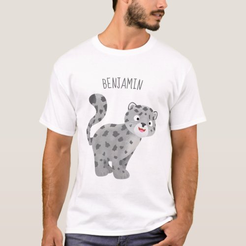 Cute snow leopard cartoon illustration T_Shirt