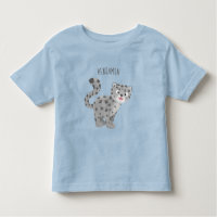 Cute snow leopard cartoon illustration toddler t-shirt