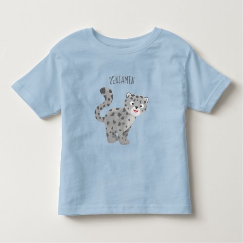 Cute snow leopard cartoon illustration toddler t_shirt