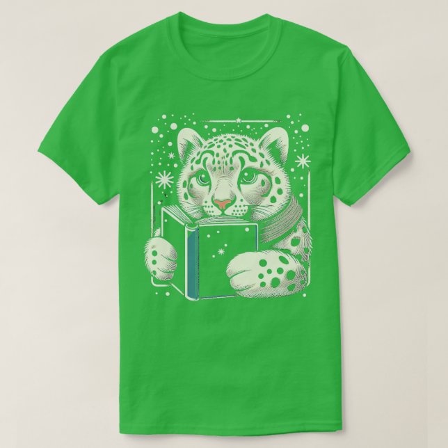 Cute Snow Leopard Cub Big Cat Animal Art T-Shirt (Design Front)