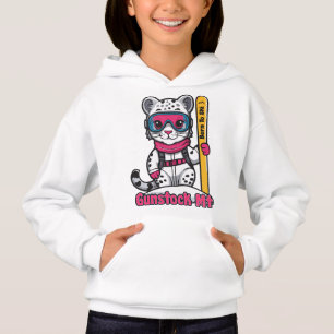 Cute Snow Leopard Skiing Gunstock Mountain Hoodie