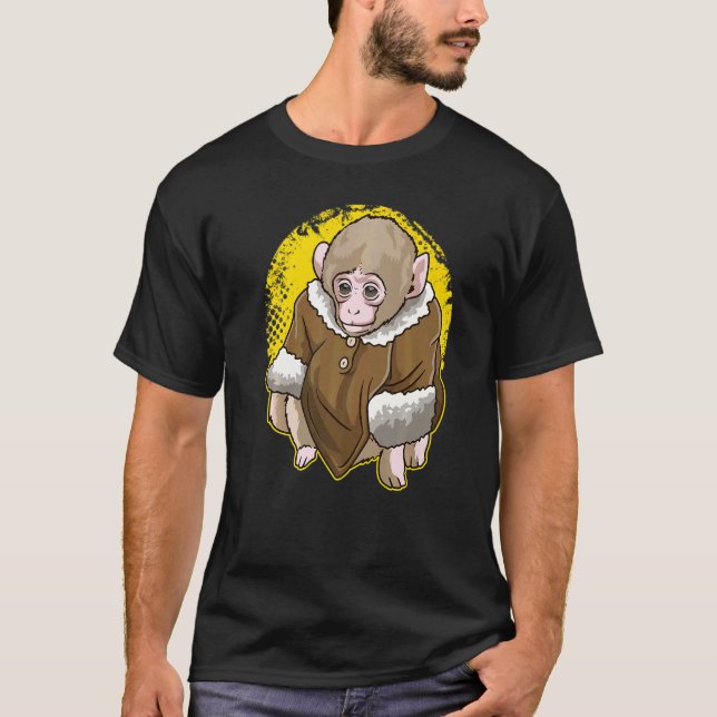 Cute Snow Macaque Monkey Wearing A Coat Meme  1 T-Shirt (Front)