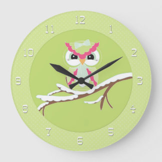 Cute Snow Owl Wall Clock