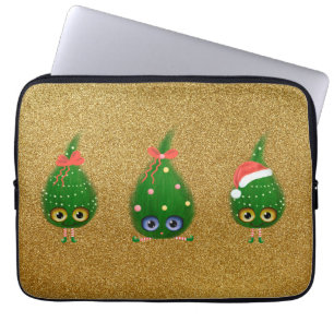 Cute Snow Pea Christmas Critter Winter Solstice Pl Laptop Sleeve